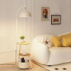 The wooden style living room sofa corner floor lamp, charging, storage and storage integrated coffee table lamp, cream style bedroom ambient light Specification image